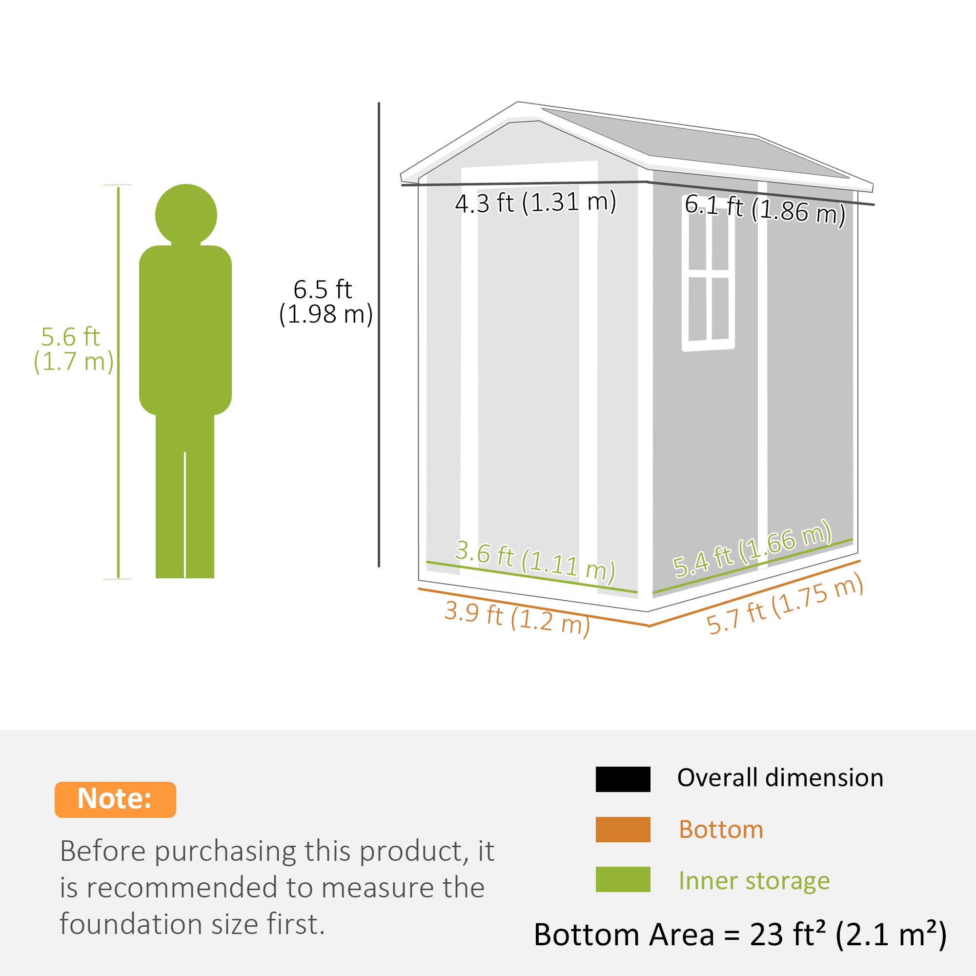 4x6ft Plastic Garden Shed with Floor and Lockable Door - Grey