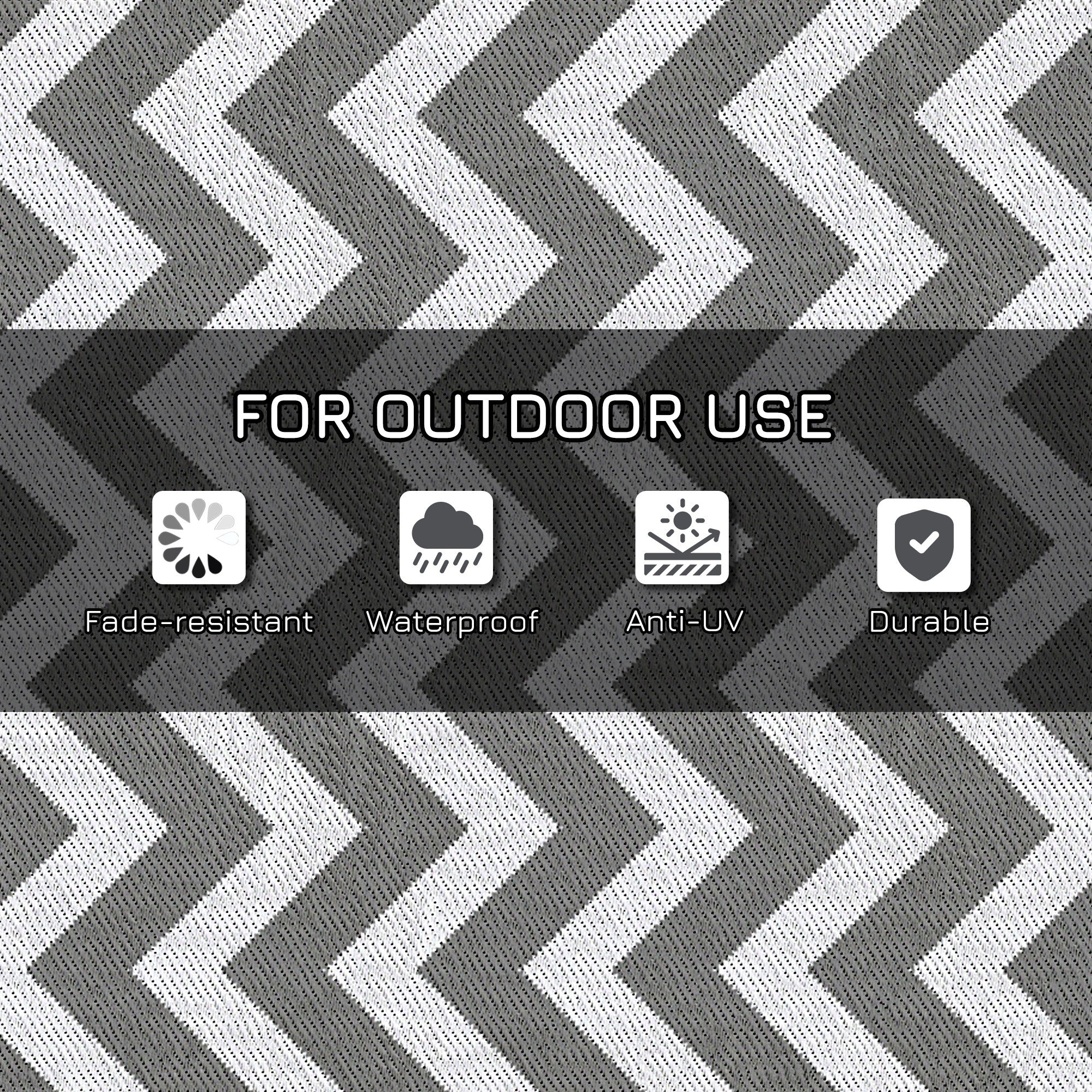 Waterproof Outdoor Camping Rug Mat 182x121cm Reversible - Light Grey White