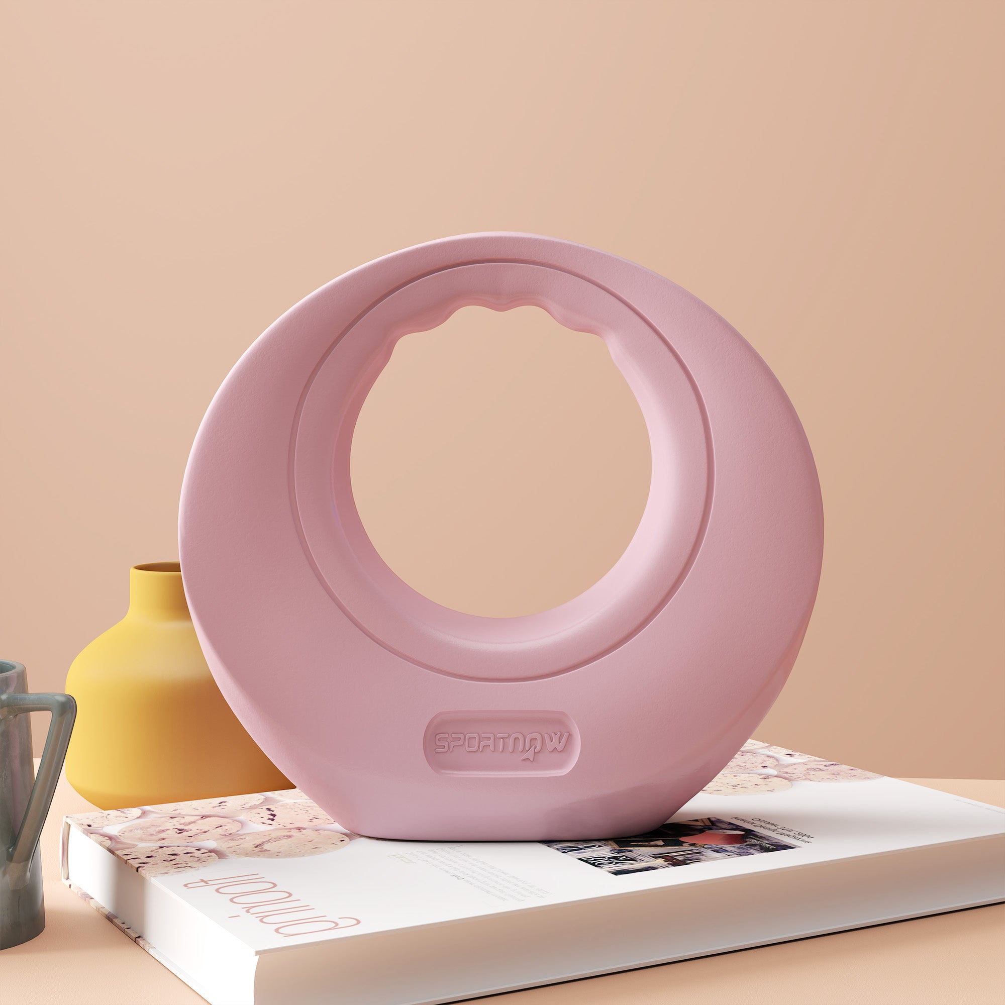 12kg Kettlebell, Soft Kettle Bell with Wide Handle for Home Gym, Weight Lifting, Strength Training, Pink