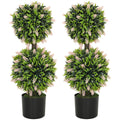 Set of 2 Decorative Artificial Lavender Ball Trees 70cm in Pot - Pink