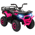 12V Kids Electric Ride-On ATV with Spring Suspension, Storage Basket, Forward & Reverse - Pink