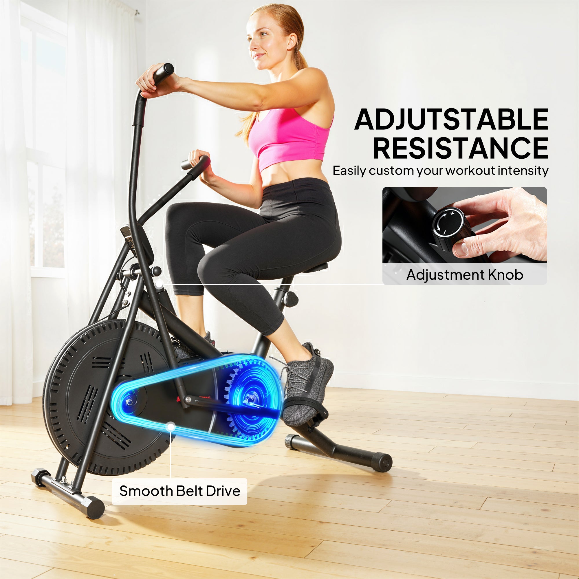 Exercise Bike with Adjustable Seat, LCD Display for Home Gym