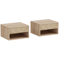 Set of Two Floating Bedside Tables - Natural Wood Finish