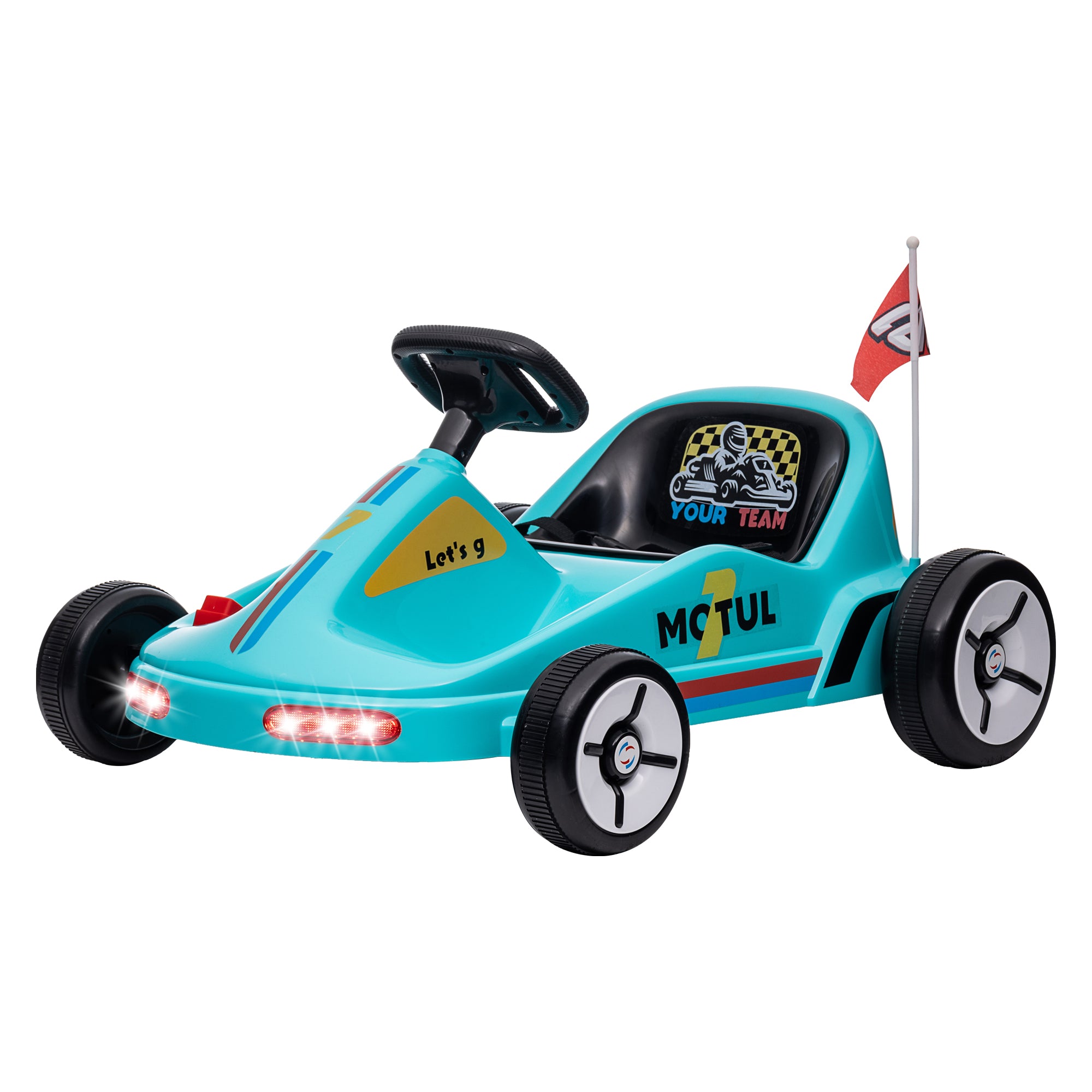 6V Electric Go Kart for Kids with Music, Light, Horn, for 3-5 Years, Blue