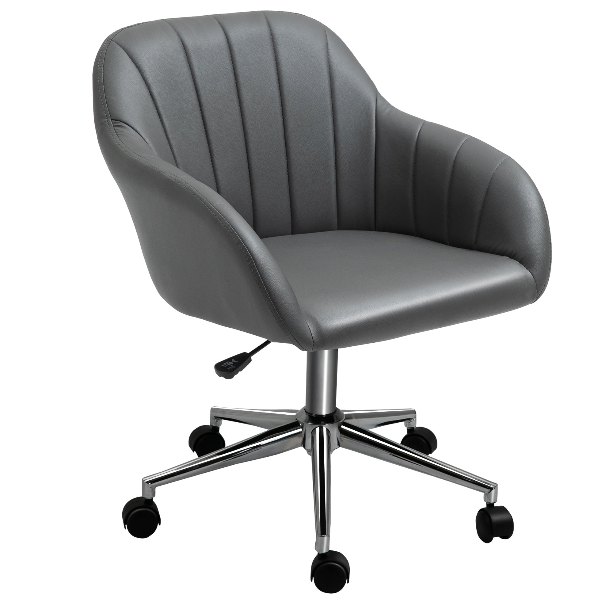 PU Leather Mid-Back Tub Office Chair Ergonomic Work Task Seat Study Grey