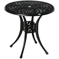 78cm Round Garden Dining Table with Parasol Hole Antique Cast Aluminium - Black