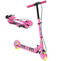 Adjustable Kids Scooter with Light-Up Wheels, Handbrake & Rear Brake for Ages 3-8 - Pink