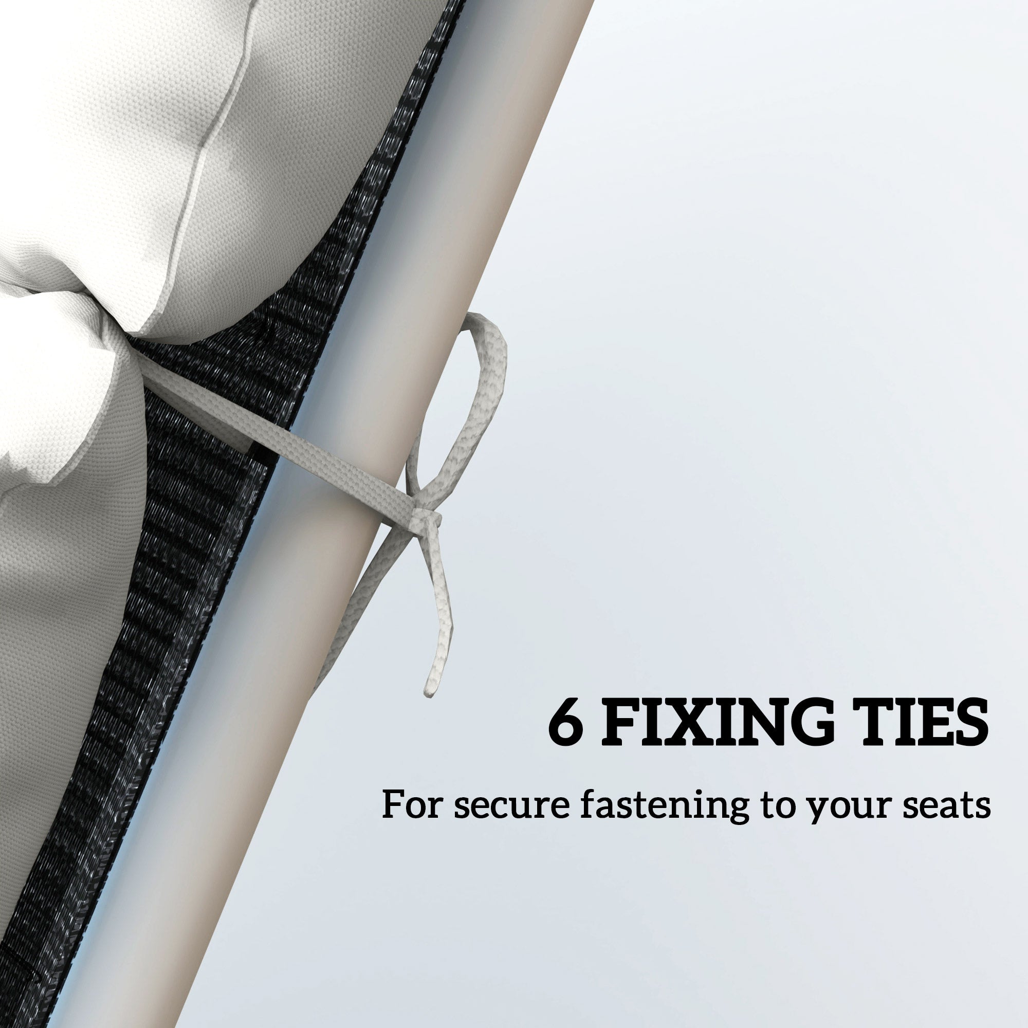 Sun Lounger Cushion Set of 2 - Thick 220gsm Fabric, Light Grey