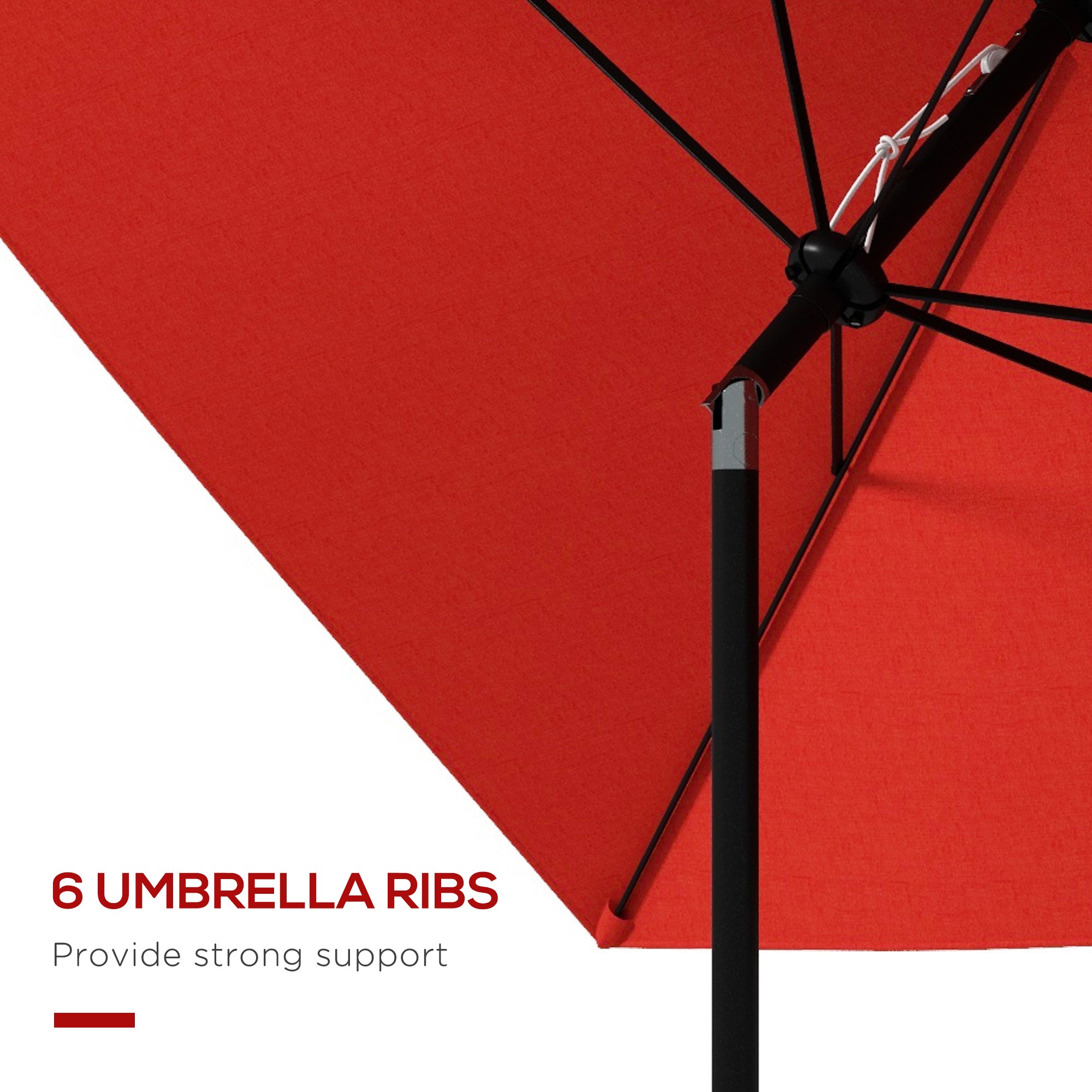 Set of 2 Rectangular Garden Parasol Umbrellas with Tilt - Wine Red
