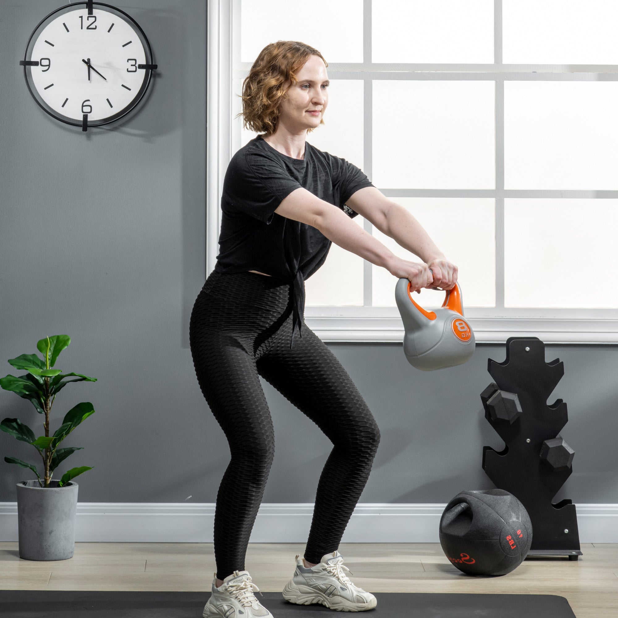 Kettlebell, 8kg Kettle Bells with Handle for Home Gym Weight Lifting and Strength Training, Orange and Grey