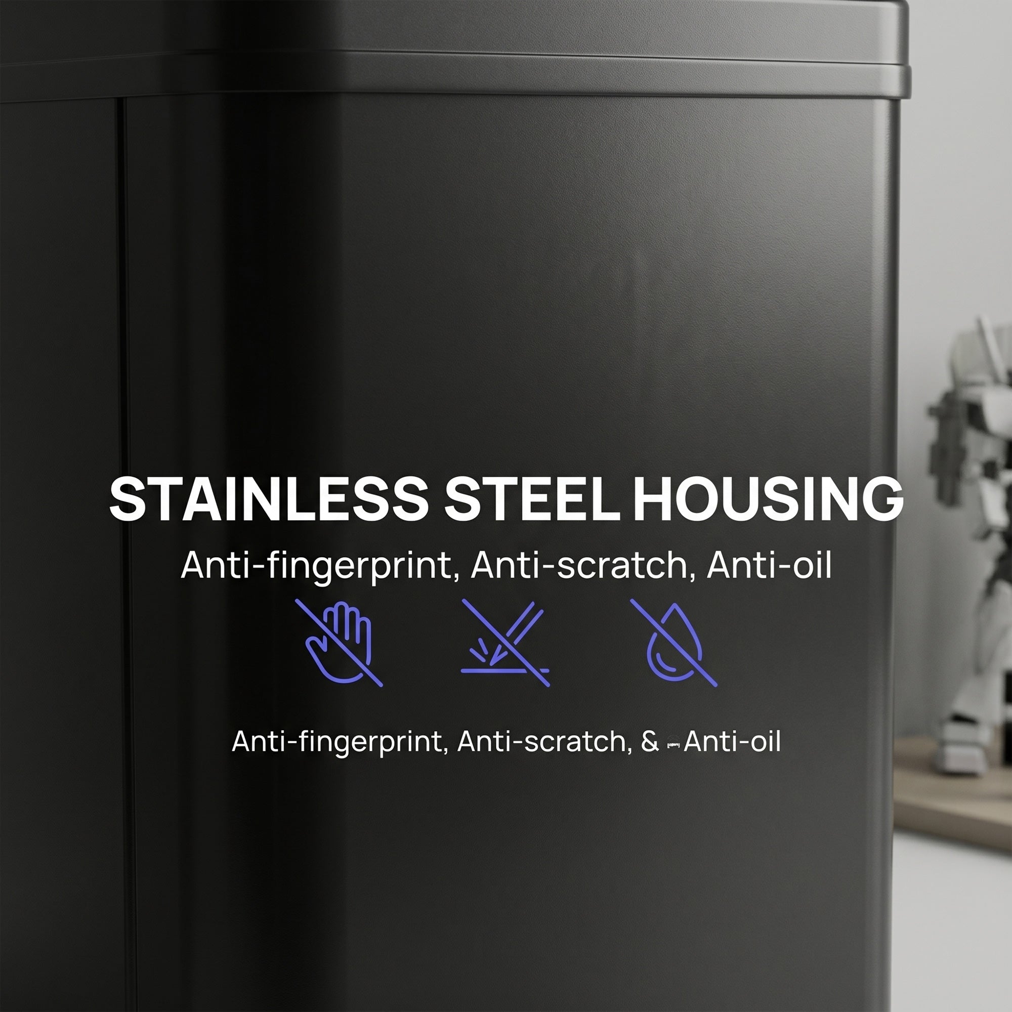 50L Sensor Bin with Soft-Close Lid, Stainless Steel Automatic Touchless Motion Sensor Kitchen Bin, Black