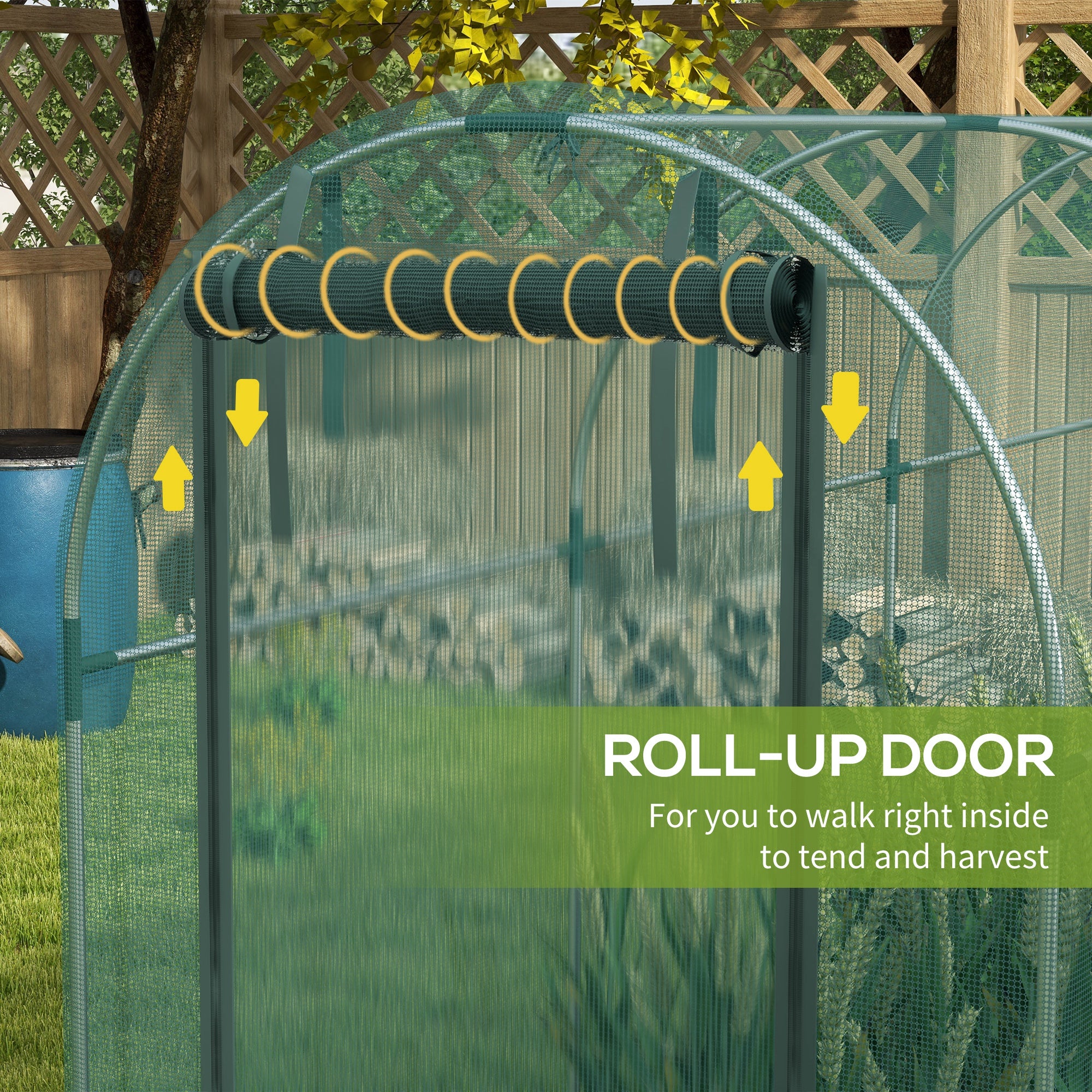 Galvanised Steel 360x120cm Fruit Cage with Zipped Door - Green