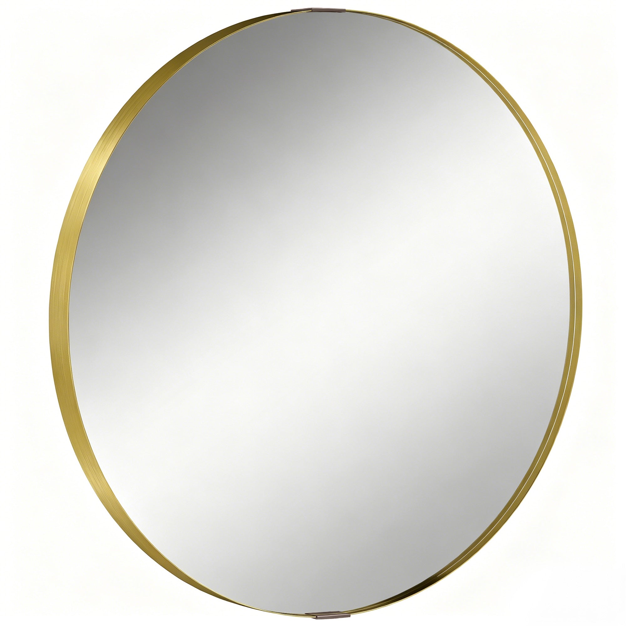 Round Wall Mirror 61 cm, Wall Mounted Bathroom Mirror with Tempered Safety Glass and Aluminium Alloy Frame, Gold Tone