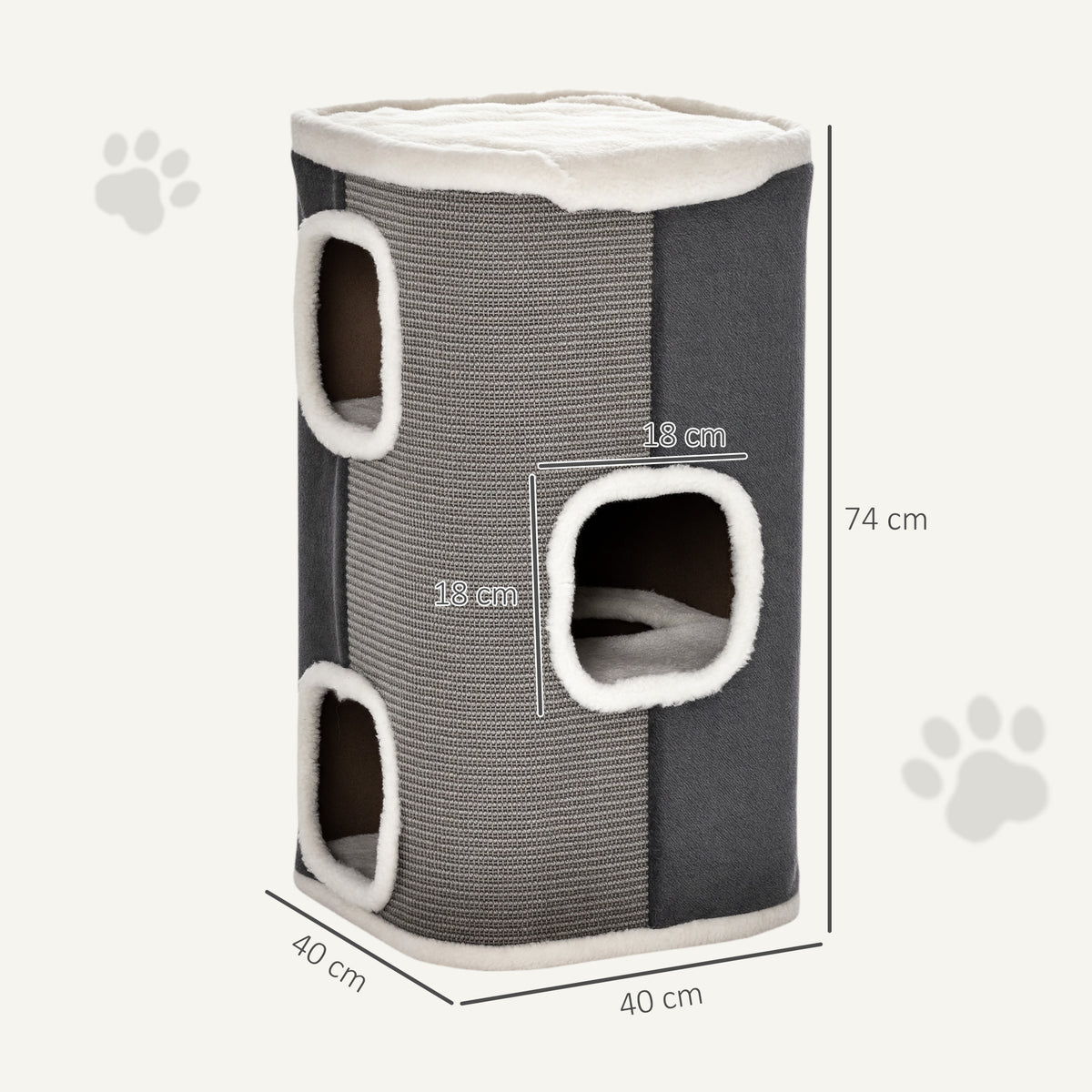 Cat Barrel Scratching Post Cat Tree for Indoor Cats Kitten Climbing Frame Pet Play Tower Soft Plush & Lamb Fleece Grey