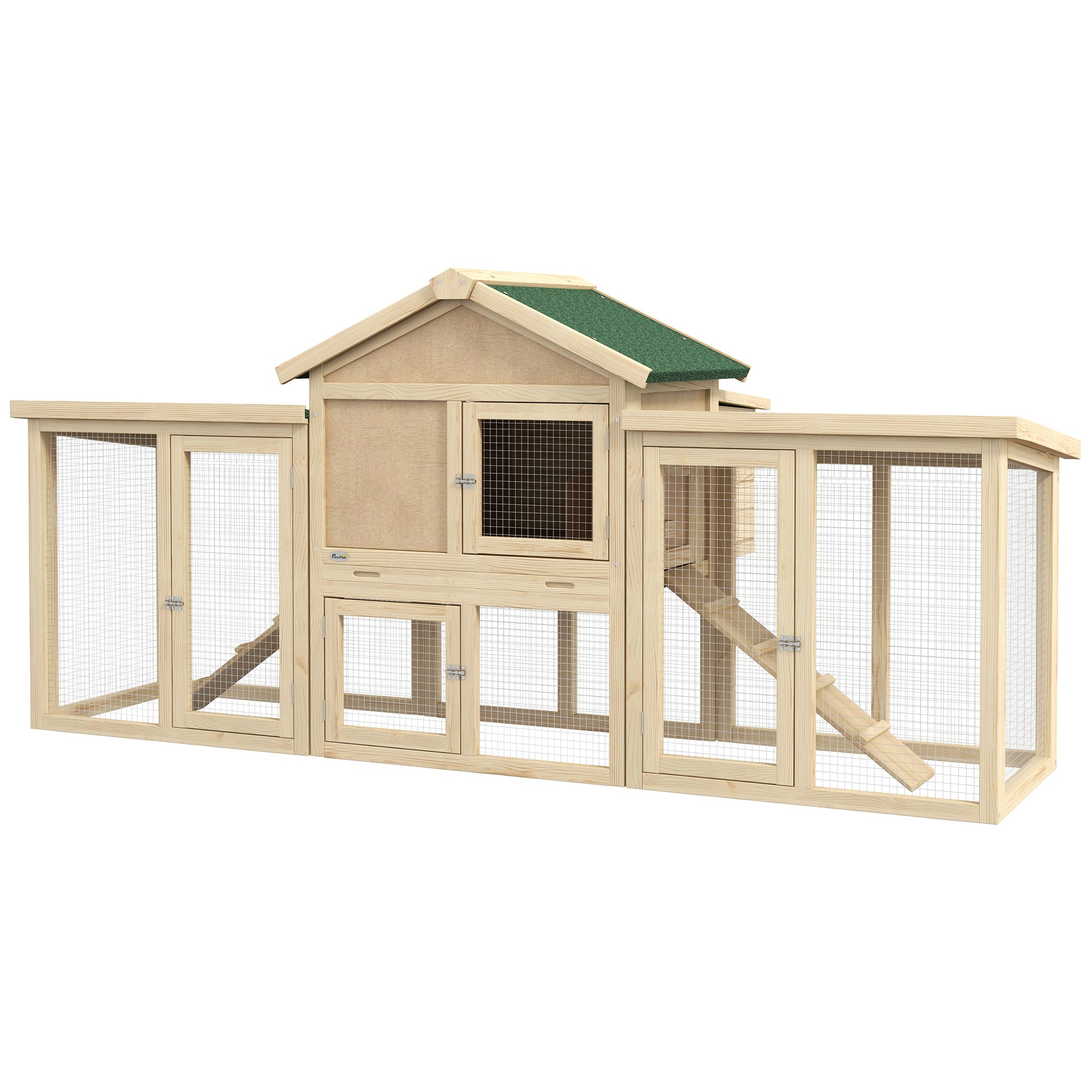 Large Chicken Coop with Run Backyard Hen House Poultry Coops Cages with Nesting Box Wooden 204 x 85 x 93cm