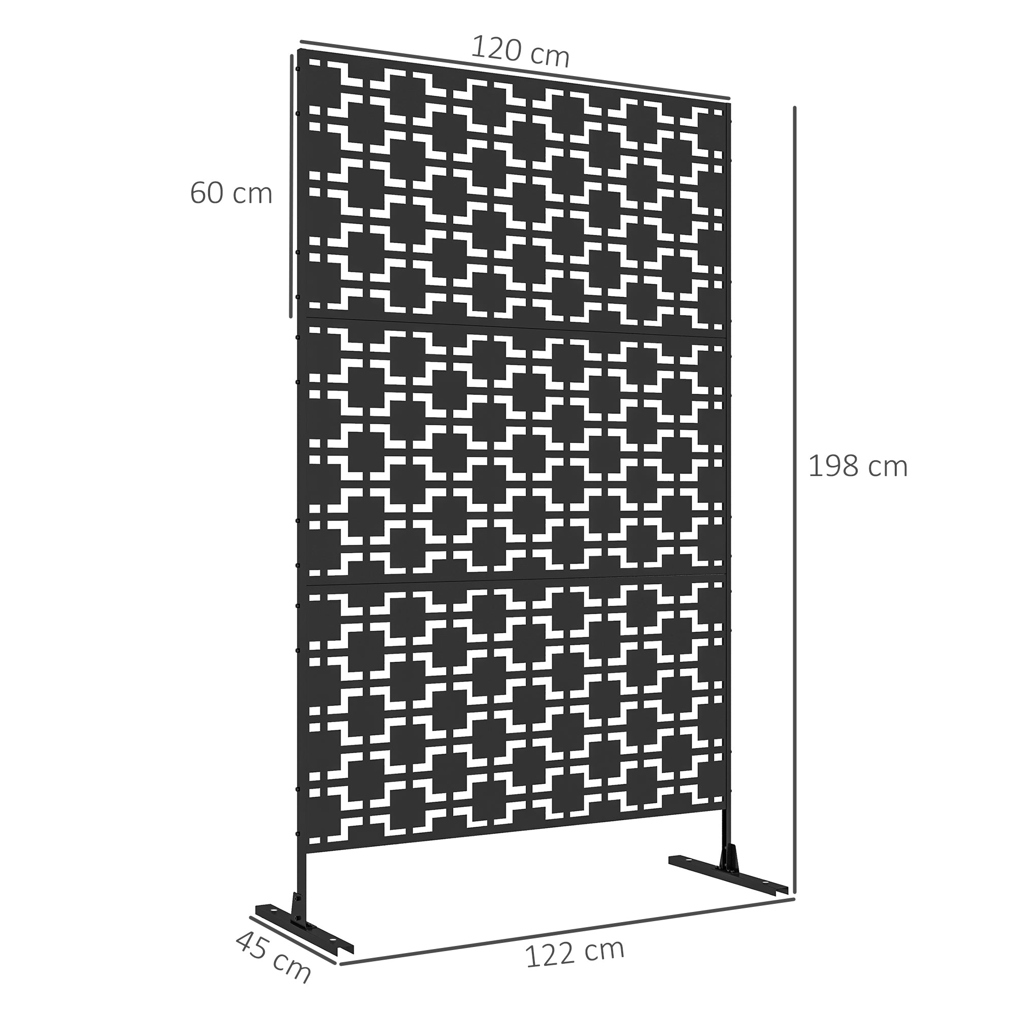 Metal Decorative Privacy Screen Outdoor Divider, Black Grid