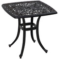 Cast Aluminium Square Bistro Side Table with Umbrella Hole - Bronze Tone