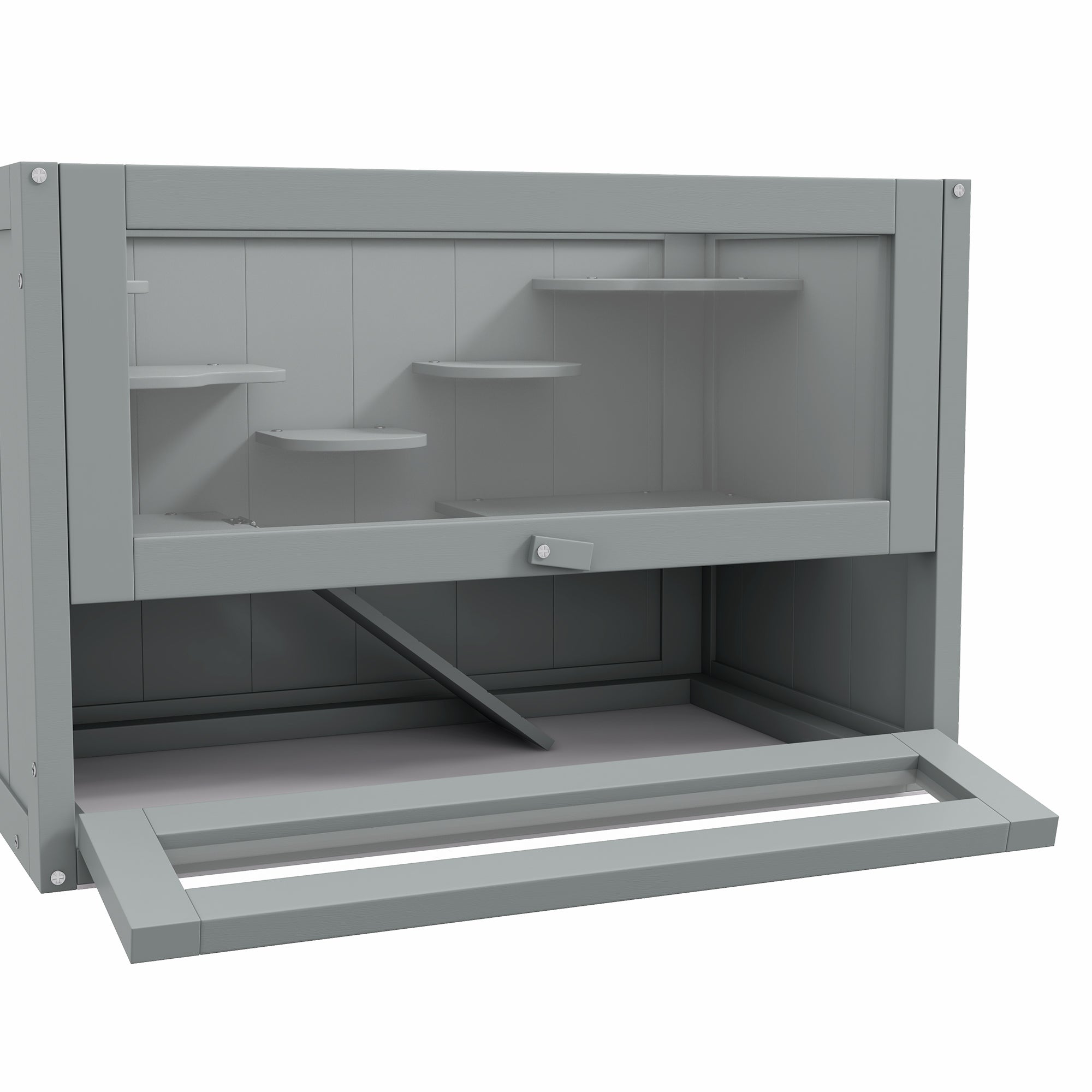 Wooden Hamster Cage Mouse Mice Rodent Small Animals Hutch Exercise Play House 60 x 35 x 42cm, Grey