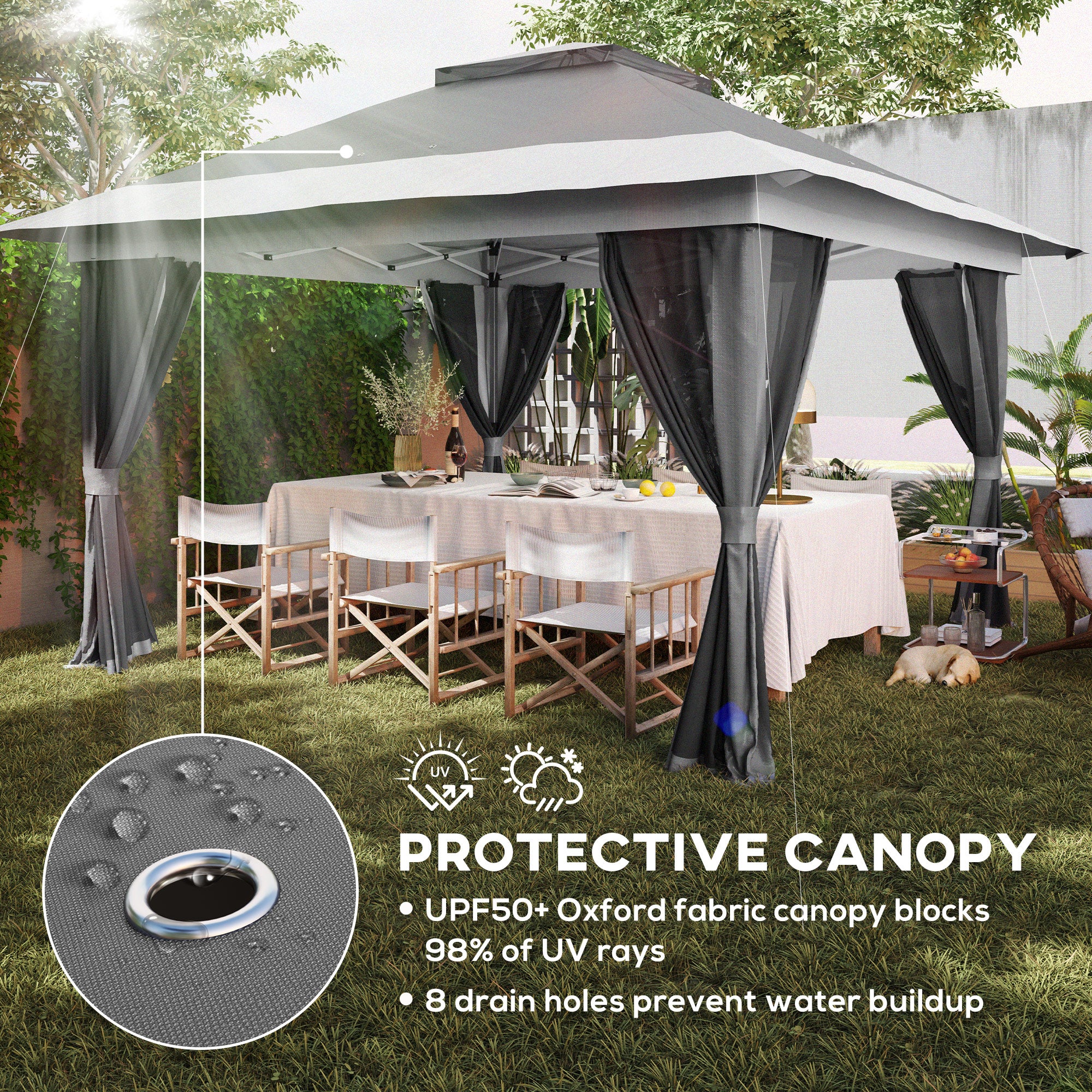 3.6 x 3.6m Pop-Up Gazebo, with Accessories - Grey