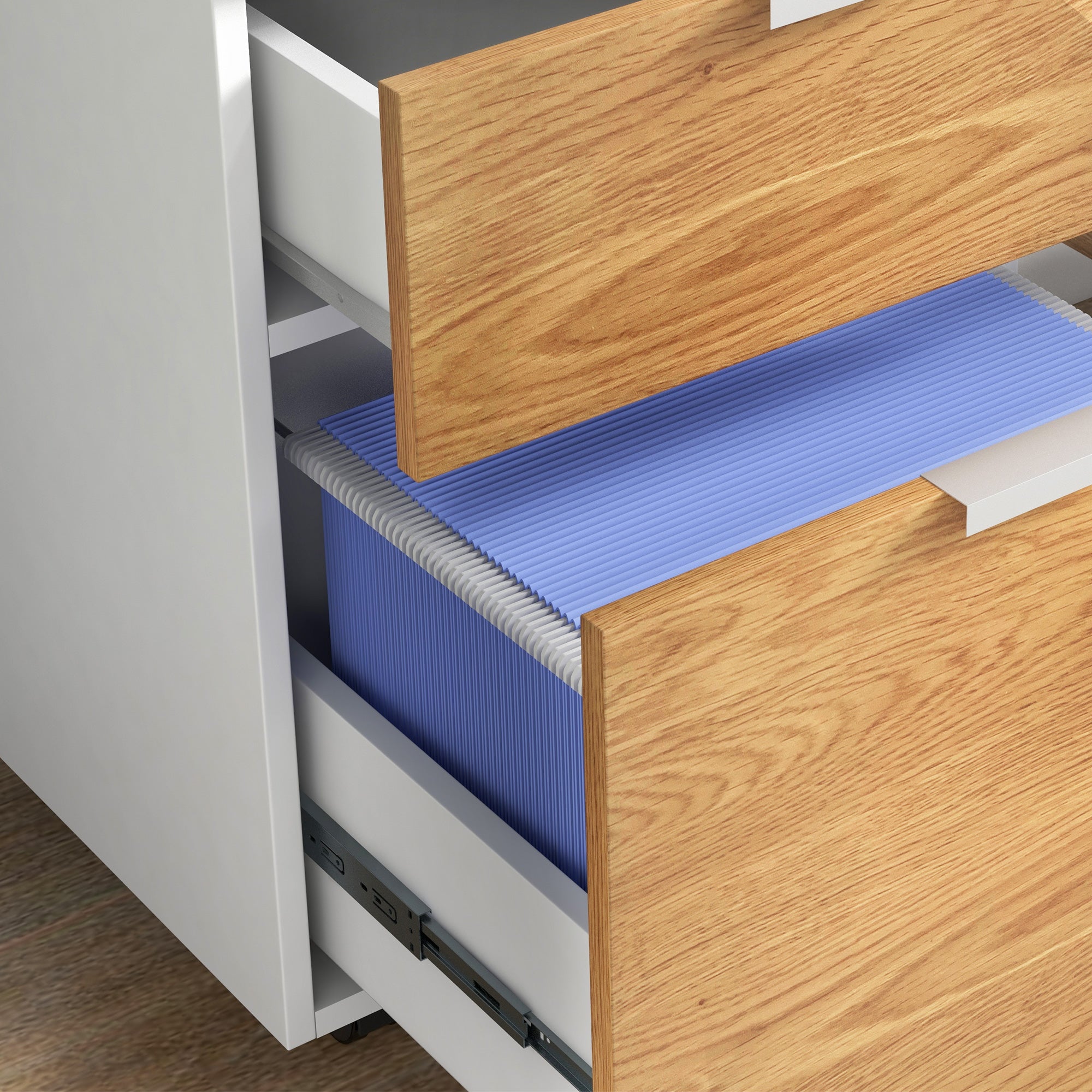 Two-Drawer Lockable Filing Cabinet - Wood Effect