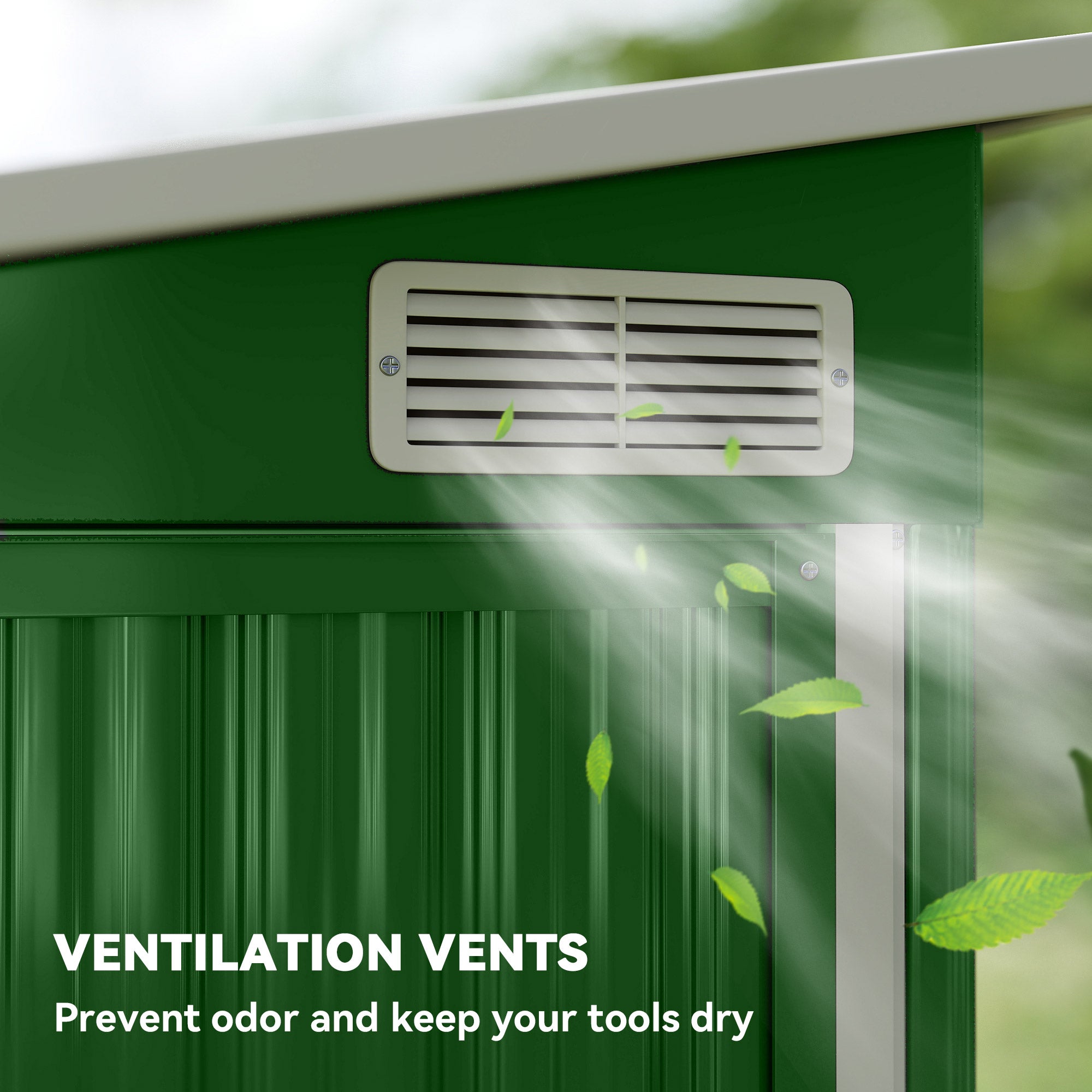 7.5 x 4.3ft Metal Garden Storage Shed, Waterproof Outdoor Shed with Triple Lockable Door, Gloves, Vents, Green