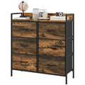 Rustic Chest of Six Fabric Drawers with Steel Frame - Rustic Brown