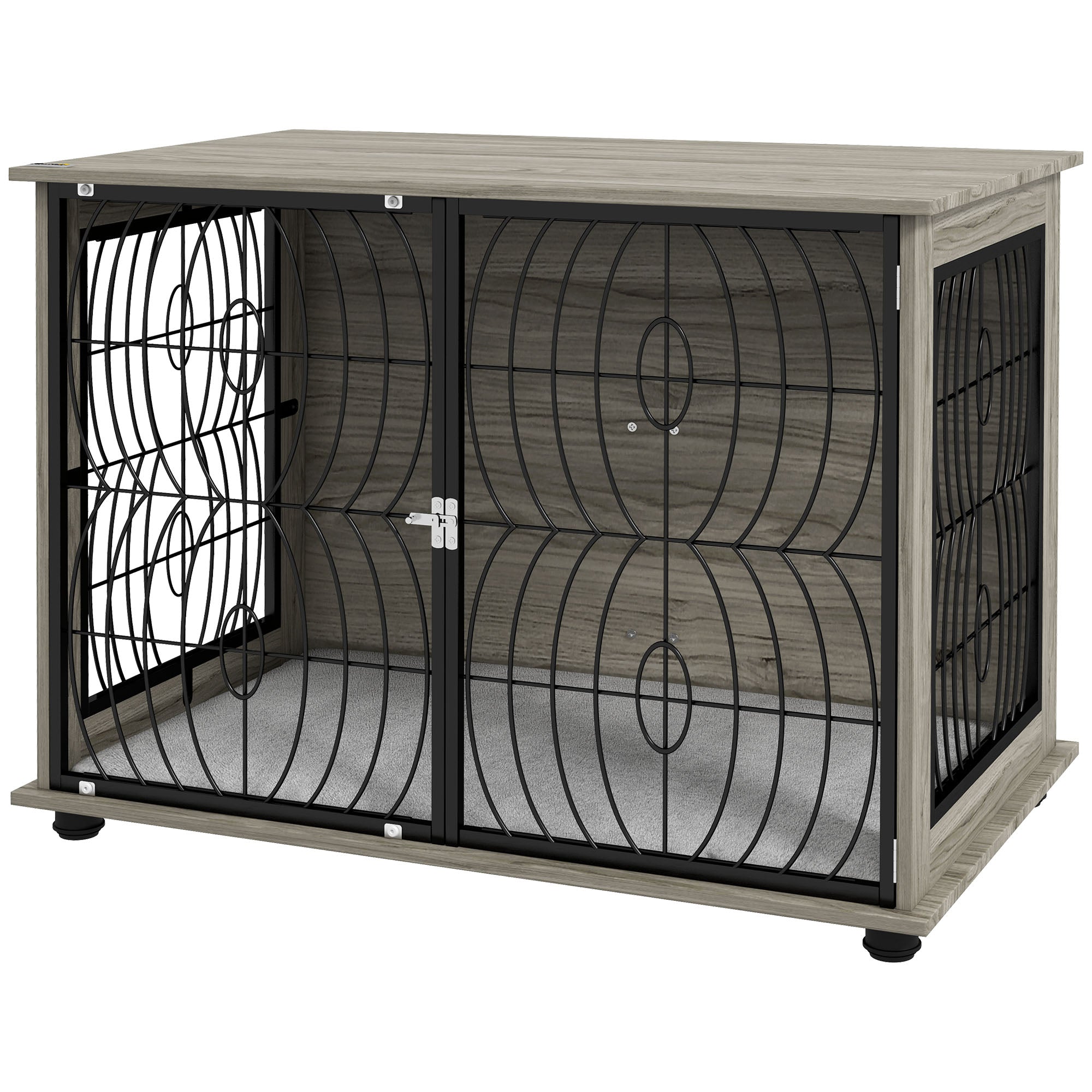 Dog Crate Furniture End Table w/ Plush Washable Cushion, Lockable Door, for Large Dogs