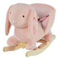 Plush Rocking Rabbit Ride-On Toy with Sound, Safety Belt & Wood Base for Toddlers 18-36 Months - Pink
