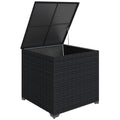253L Garden Storage Box, Rattan Deck Box with Zipped Liner, Safe Pneumatic Rod, Patio Storage Container, Black