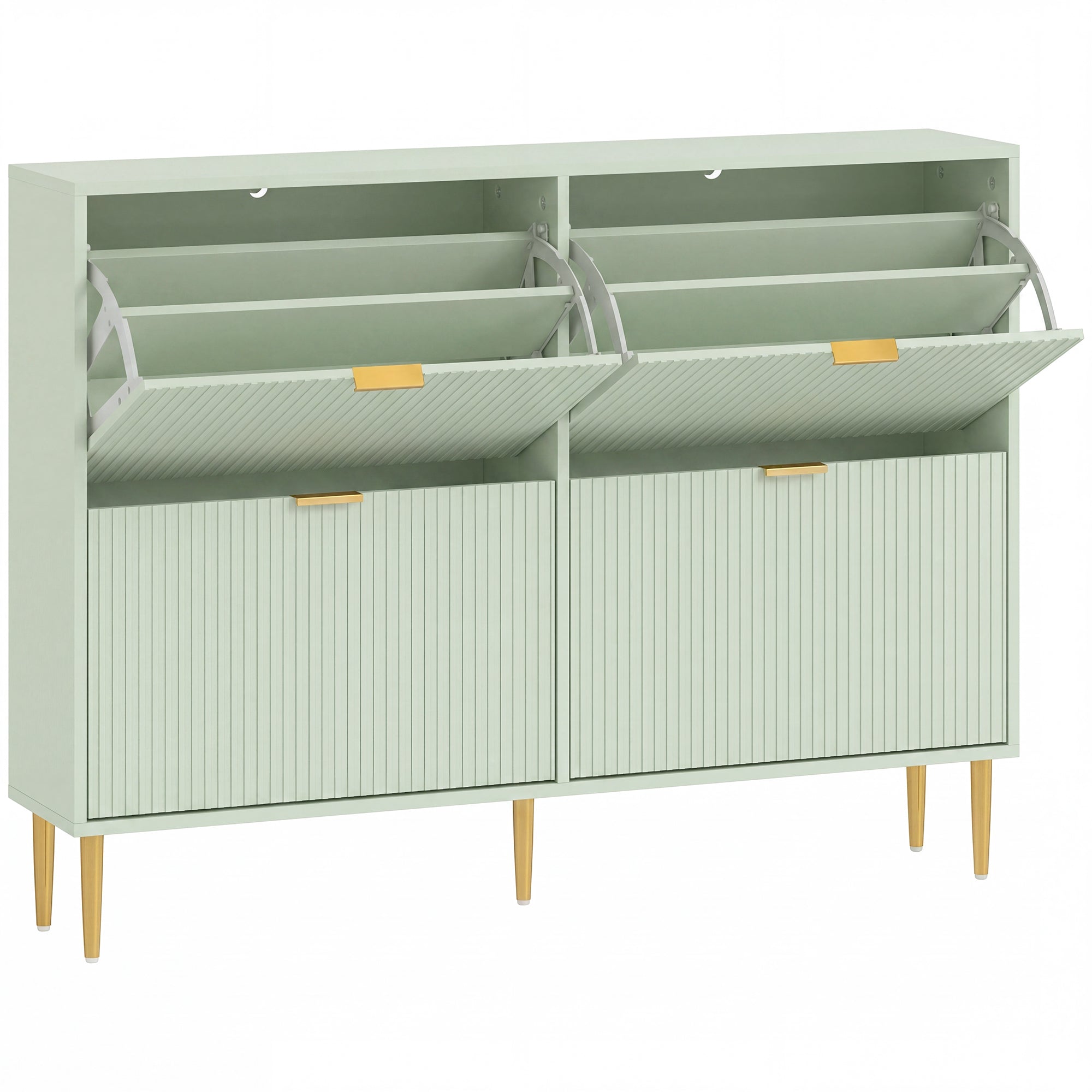 Elegant Four-Drawer Shoe Cabinet - Light Green