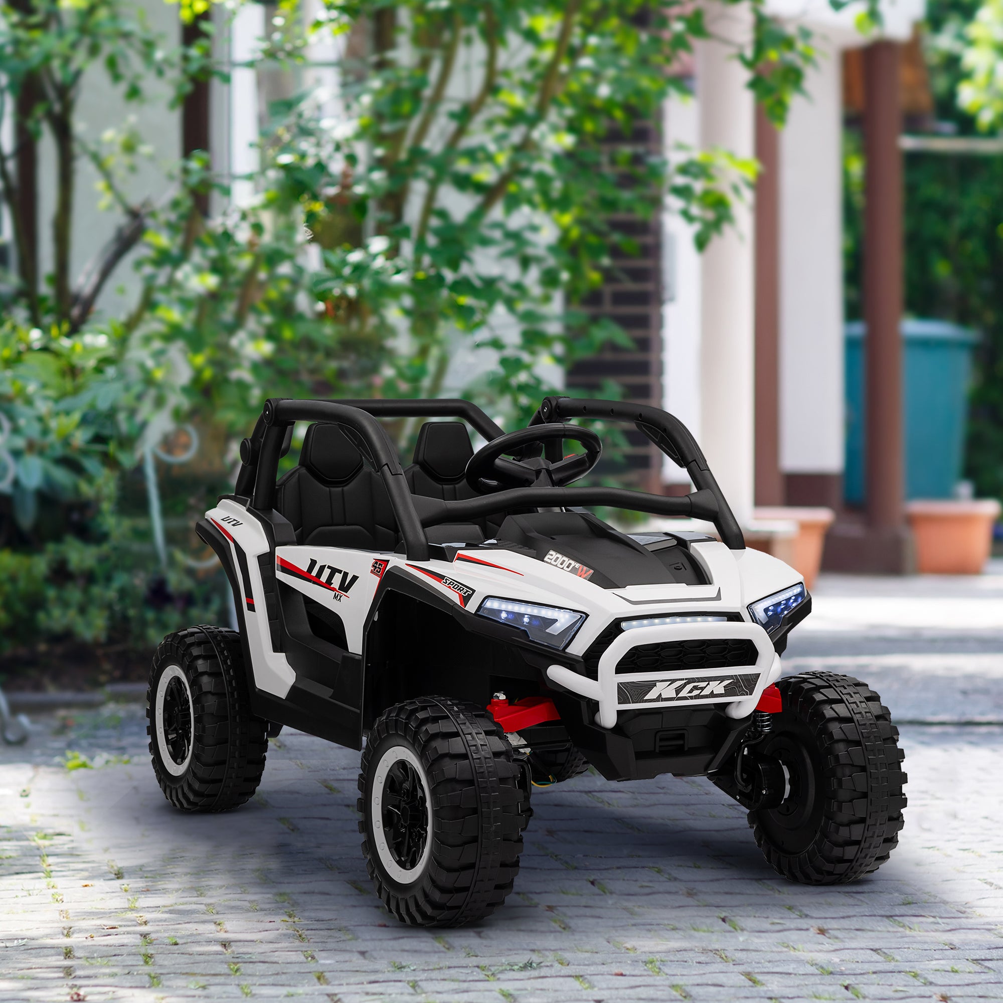 2 Seater 24V 7AH Ride on Truck, Battery Powered Electric Ride On Car w/ Remote, Suspension, 3 Speeds - White