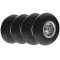 Set of 4 Pneumatic Rubber Wheelbarrow Wheels with Notched Tread 25.5x7.5cm - Black