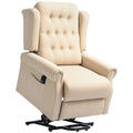 Electric Riser Recliner Chair with USB Ports and Wingback Design - Beige
