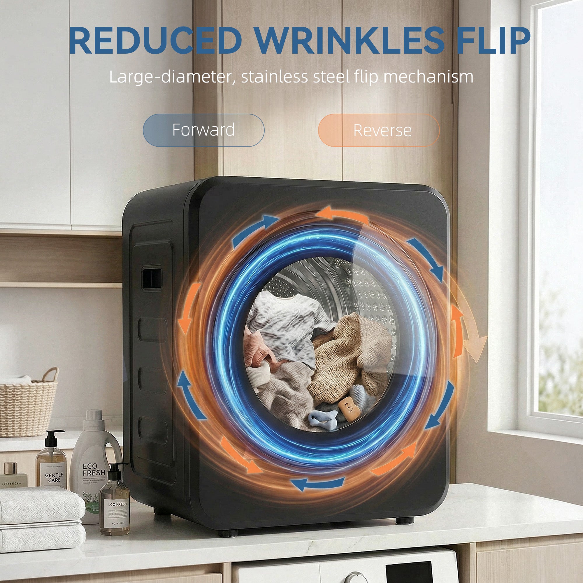 Vented Tumble Dryer, 4 kg Front Tumble Dryer with Stainless Steel Tub, 800W Compact Freestanding Black