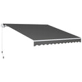 3 x 2.5m Manual Retractable Garden Patio Awning with Crank Handle and Fittings - Dark Grey