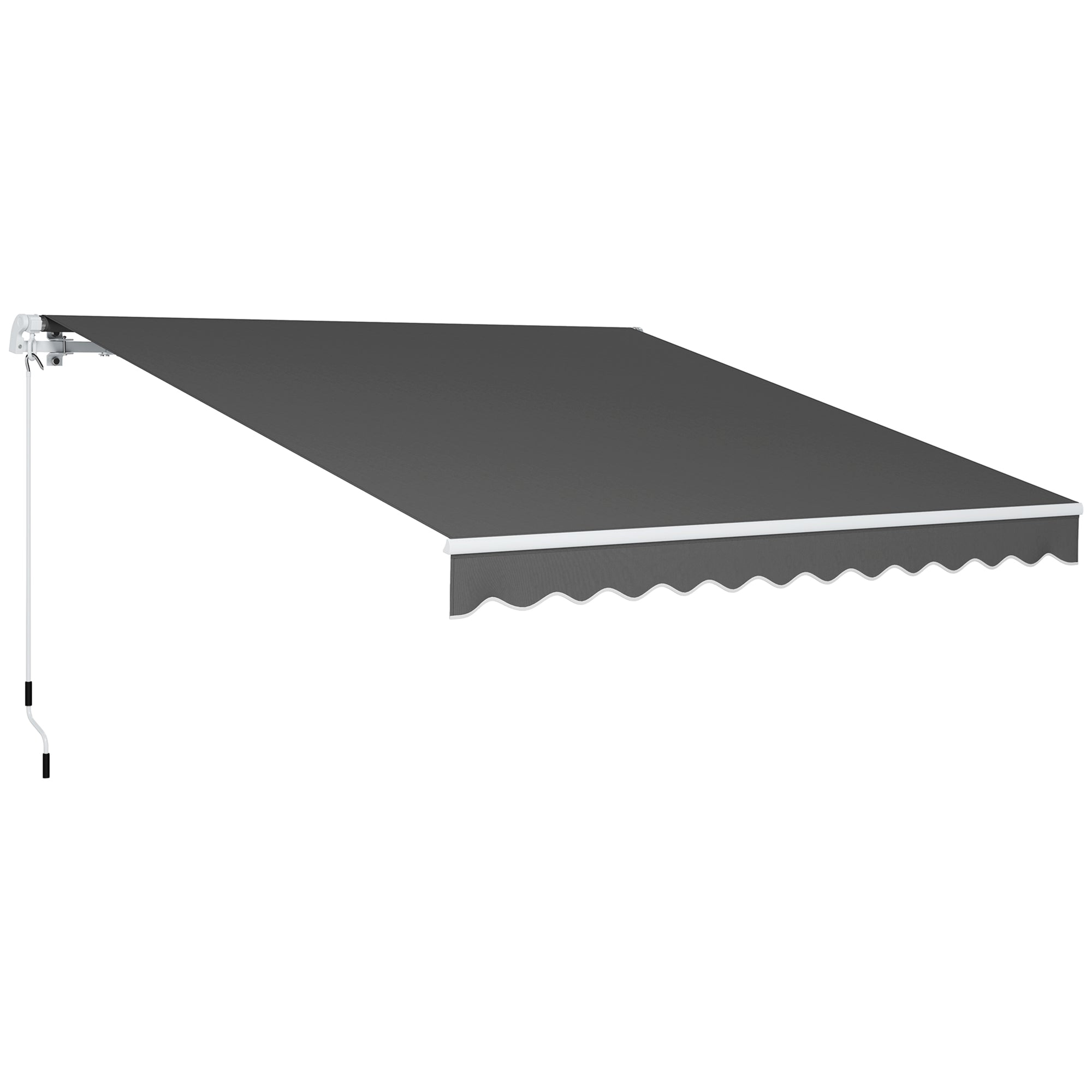 3 x 2.5m Manual Retractable Garden Patio Awning with Crank Handle and Fittings - Dark Grey