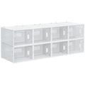 8PCS Clear Stackable Shoe Storage Boxes with Magnetic Door for UK/EU Size 12/46 - Clear