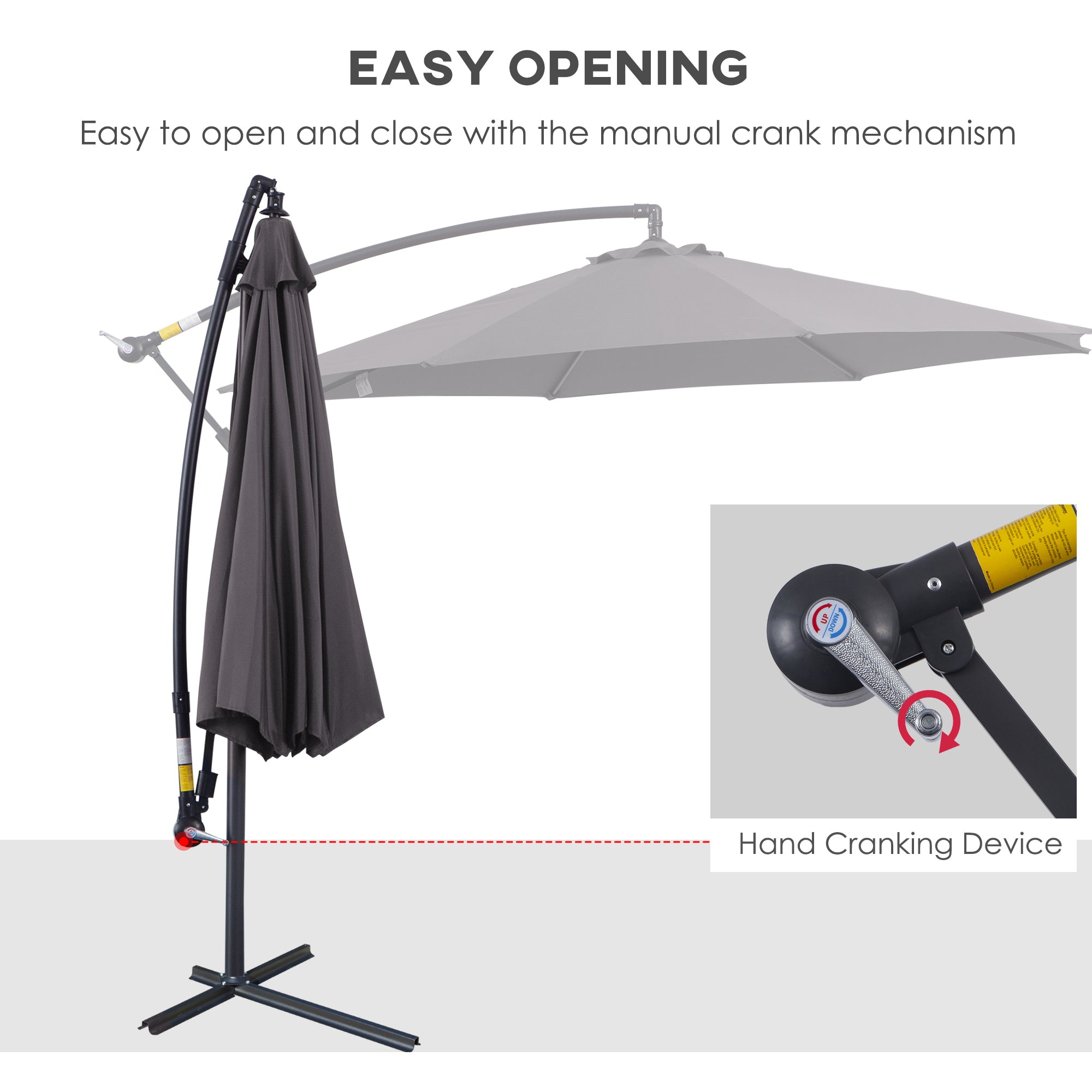 Cantilever Umbrella Parasol Hanging Banana Steel Dark Grey 3M Patio