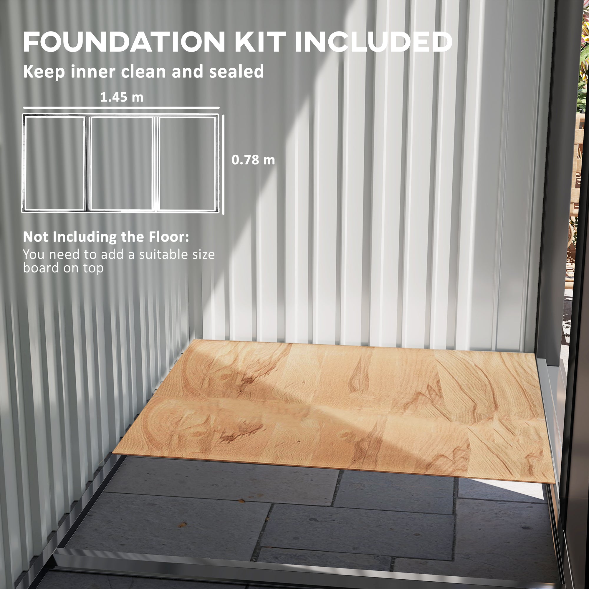 5x3ft Corrugated Steel Storage Shed with Lock - Brown