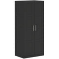 Double Paneled Wardrobe with Shelves 80W x 53.5D x 180H cm - Black
