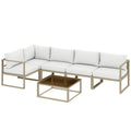 5 Seater Aluminium Garden Furniture Set, Garden Sofa Set with Thick Cushions for Patio and Balcony, Outdoor, White