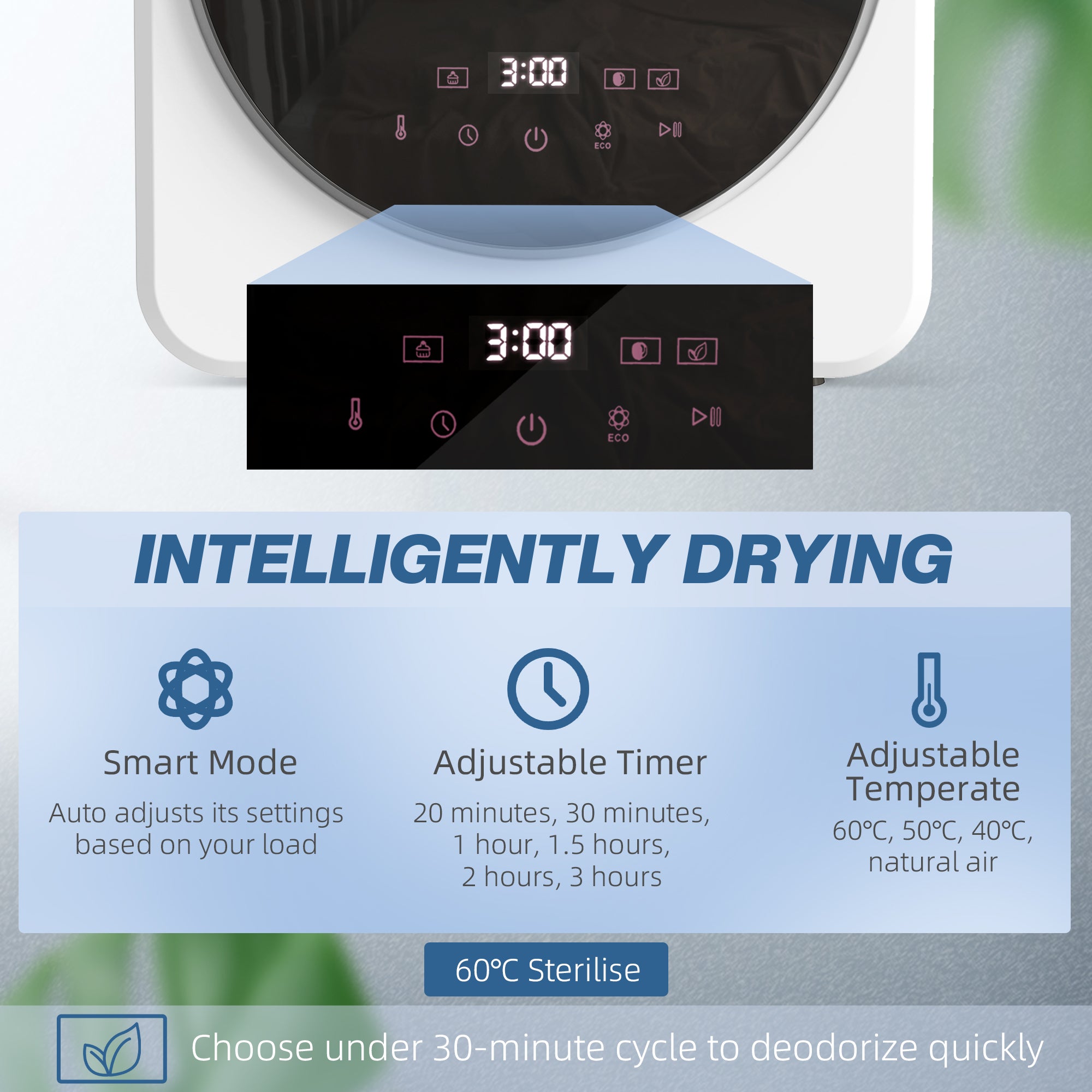 4 kg Vented Tumble Dryer, 800W Compact Freestanding Front Tumble Dryer with Stainless Steel Tub and Customisable Timer, Wall-Mounted Portable Small Clothes Drying Machine, White
