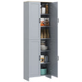 4-Door Freestanding Kitchen Storage Cabinet with Adjustable Shelves - Grey