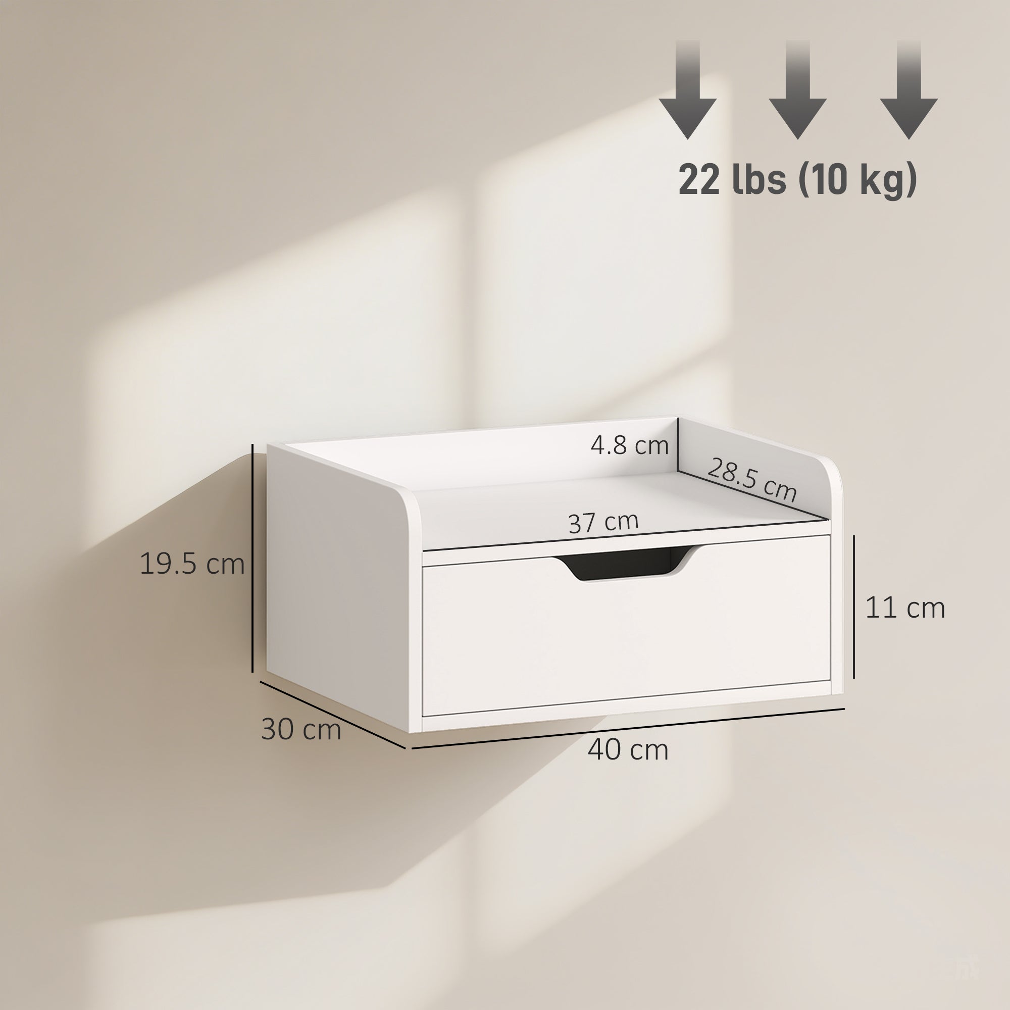 Floating Nightstands Set of 2, Wall Mounted Bedside Table with Drawer for Bedroom, White