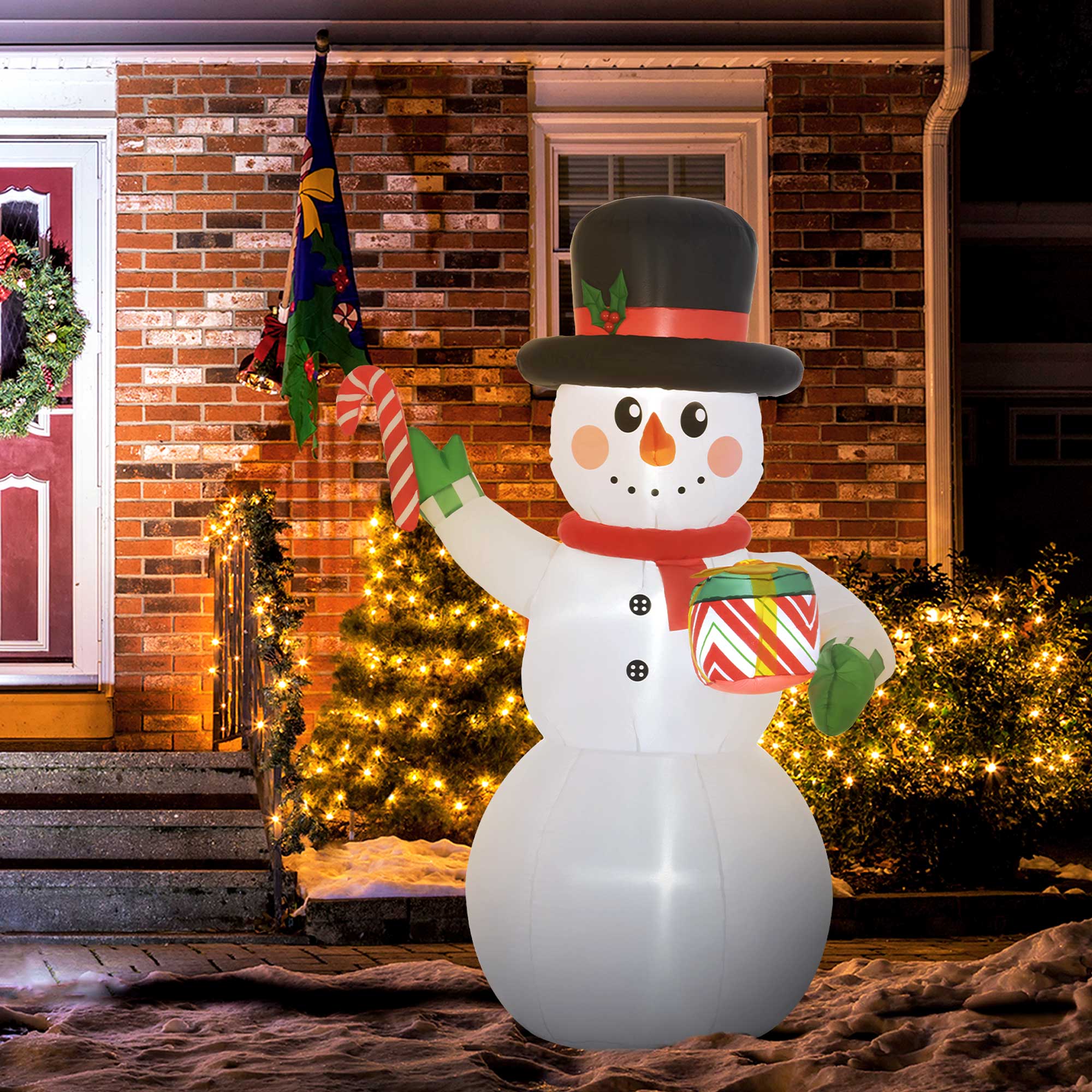 6ft Inflatable Christmas Snowman, with Accessories