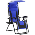 Zero Gravity Lounger Chair with Padded Cushion and Shade Cover - Blue
