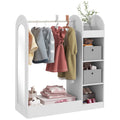 Kids Clothes Rail with Storage Shelf, Boxes & Mirror for Bedroom Nursery - White