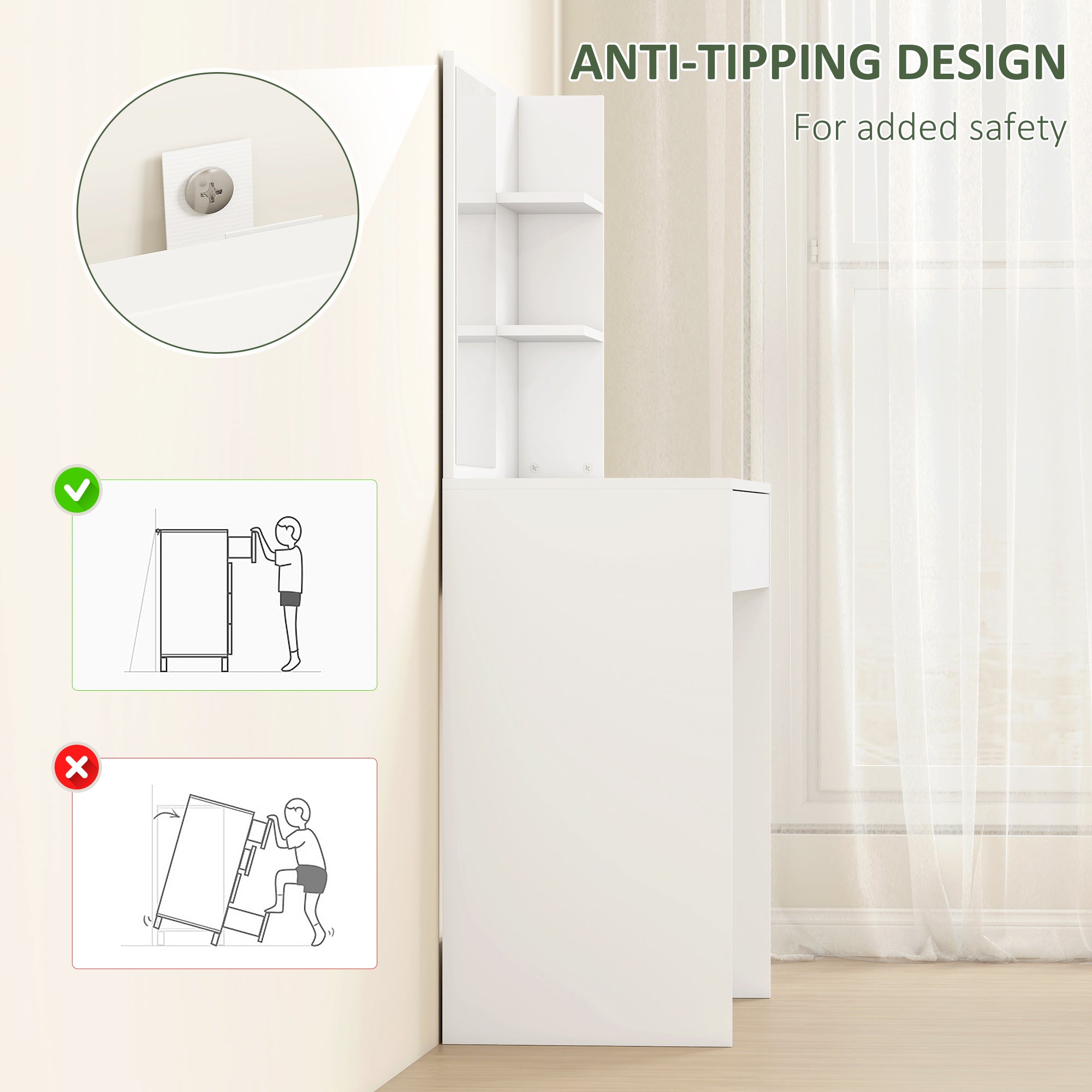 Dressing Table with Mirror and Storage - White
