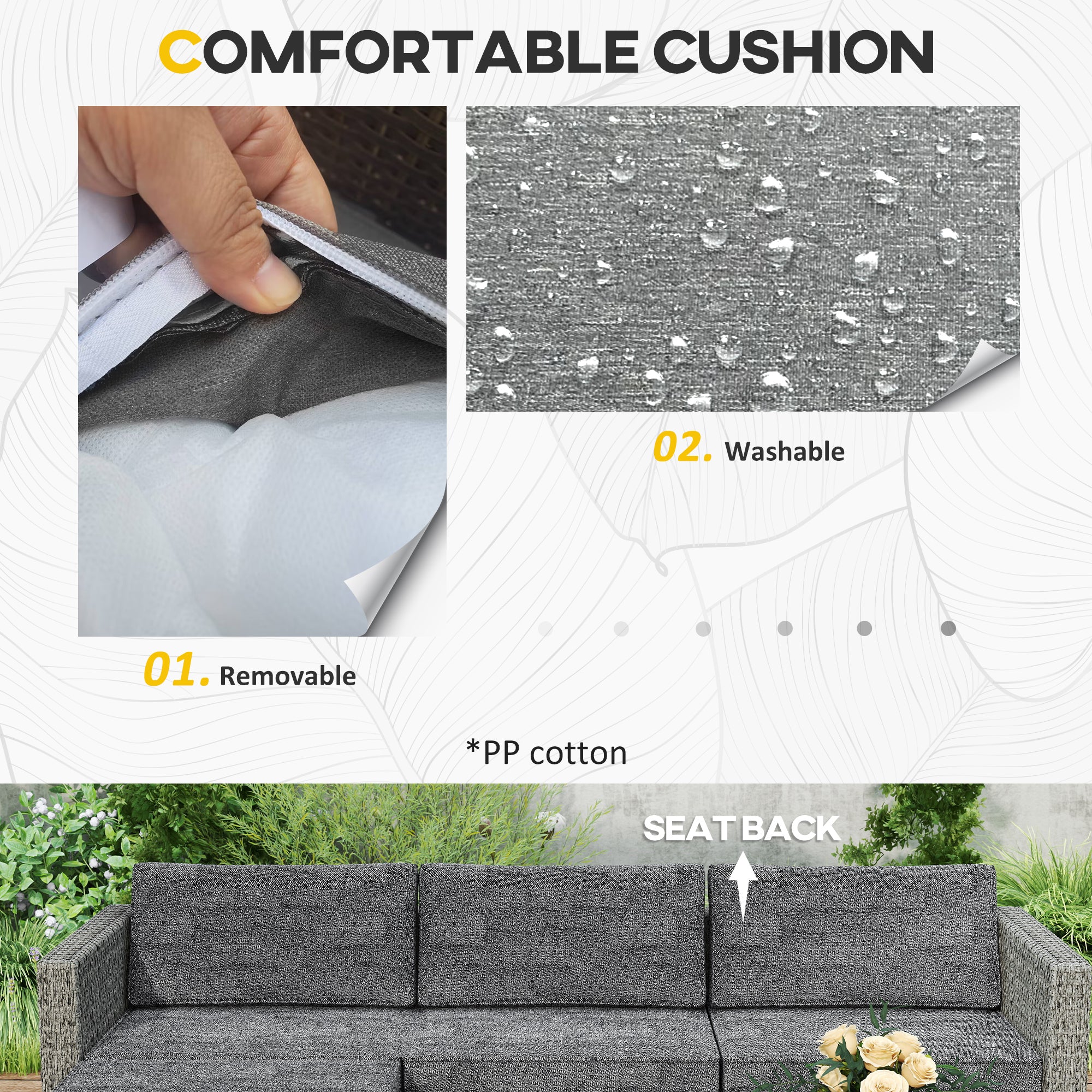 5 Piece Rattan Patio Furniture Set with Cushions - Dark Grey