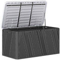380L Waterproof Outdoor Storage Box with Lockable Lid and Gas Strut - Black